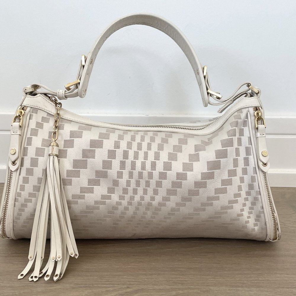 Cole Haan Canvas/Leather Satchel in White